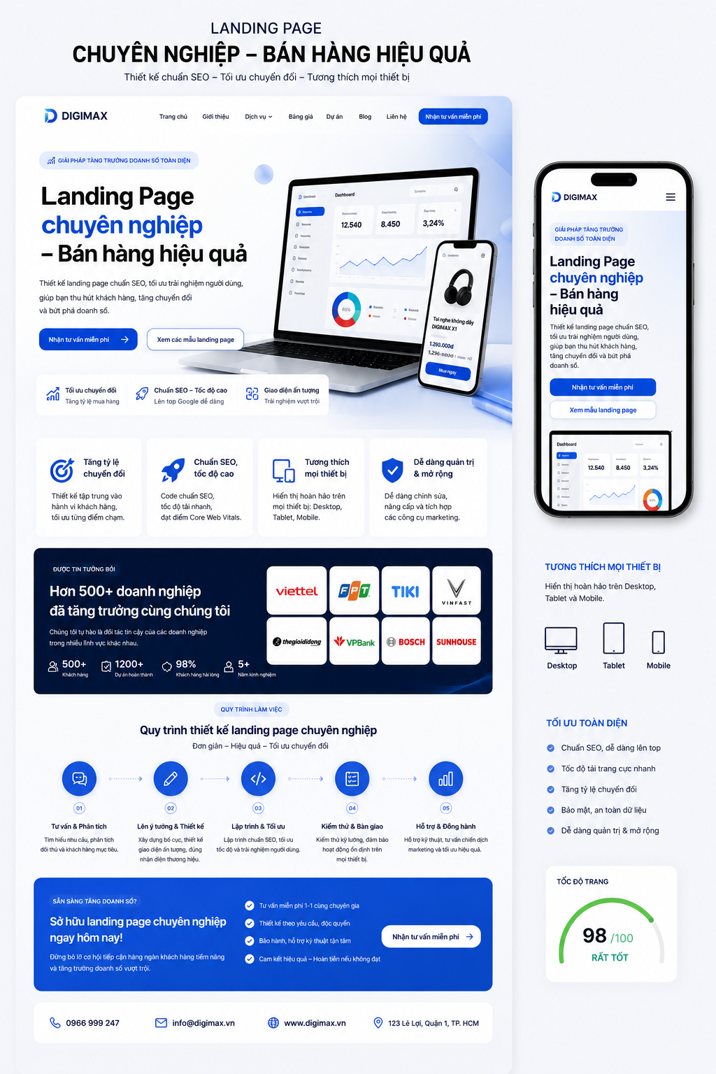 Landing Page Chuyên Nghiệp responsive mobile chuẩn SEO