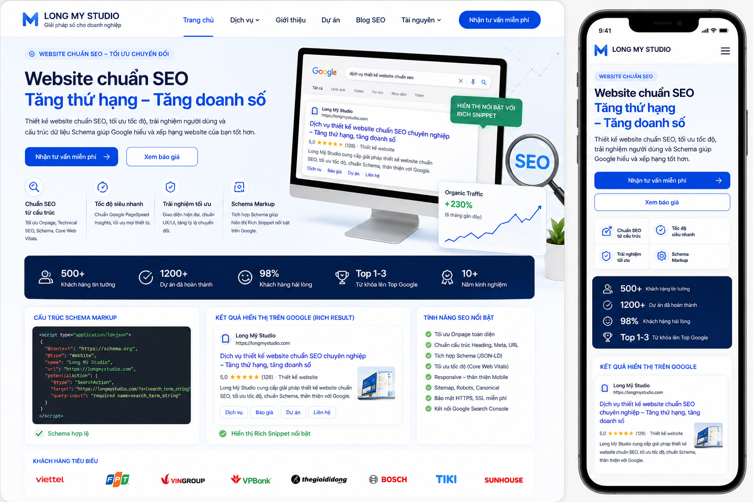 Website SEO Pro tích hợp Schema SEO nâng cao